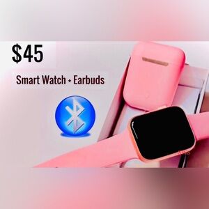 Pink Smartwatch 6 + Pink Earbuds